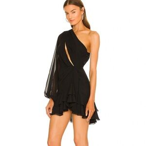 Michael Costello Black One-Shoulder Dress